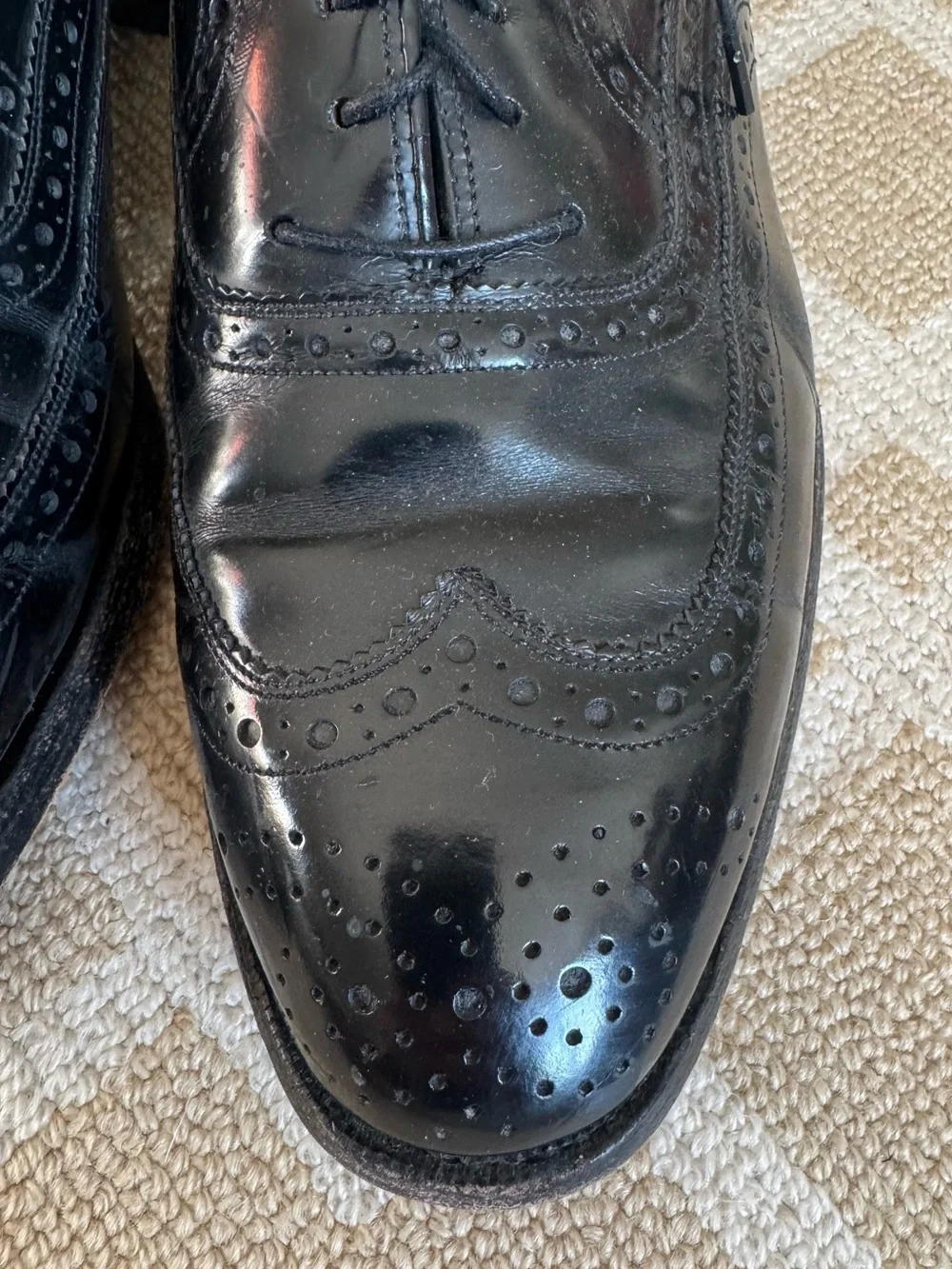 Johnson & Murphy Black Leather Wingtip Oxford Dress Shoes USA Men’s 10